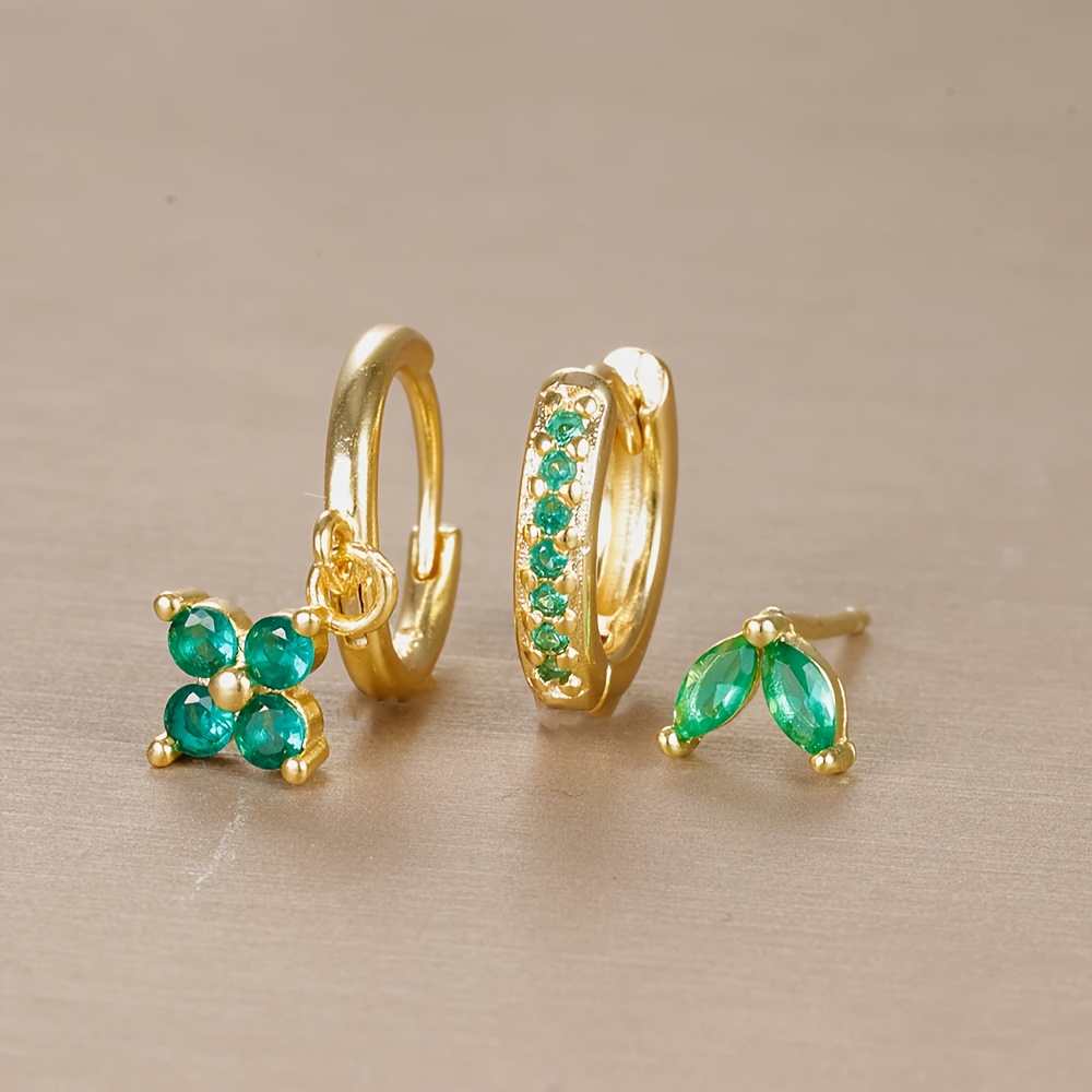 3pcs Cubic Zirconia Hoop Earrings for Women Cartilage Piercing